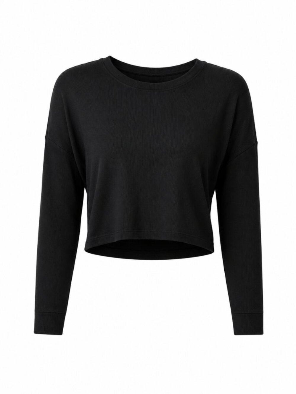 🌷 2/15 Z Supply Active Black Ribbed Cropped Long Sleeve Top Size M